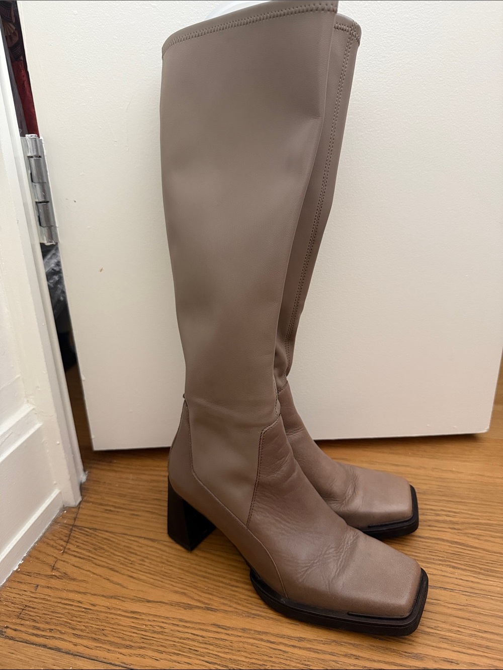 Vagabond Tall Taupe Knee-High Block Heel Boots Size 37